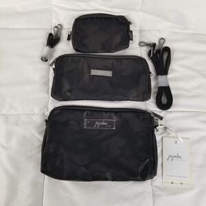 JuJuBe Camo Black Be Set 3 Bag Pouch 2 Straps Camouflage Clutch Travel Tech Org